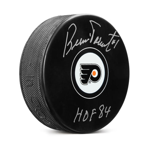Bernie Parent Signed Philadelphia Flyers Puck with HOF Note